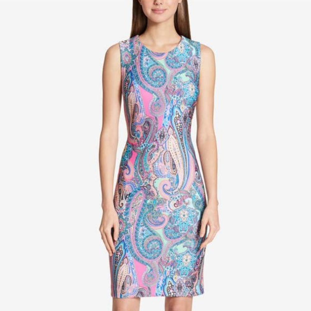NWT! MSRP $129 Tommy Hilfiger Scuba Printed Sheath Dress